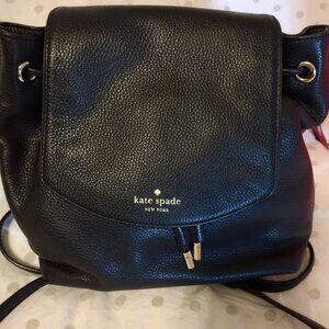 Kate Spade WKRU3939 Black Pebble Leather Mulberry Street Breezy Small Backpack